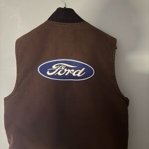 VTG Ford Carhartt Duck Vest Brown Sz Large